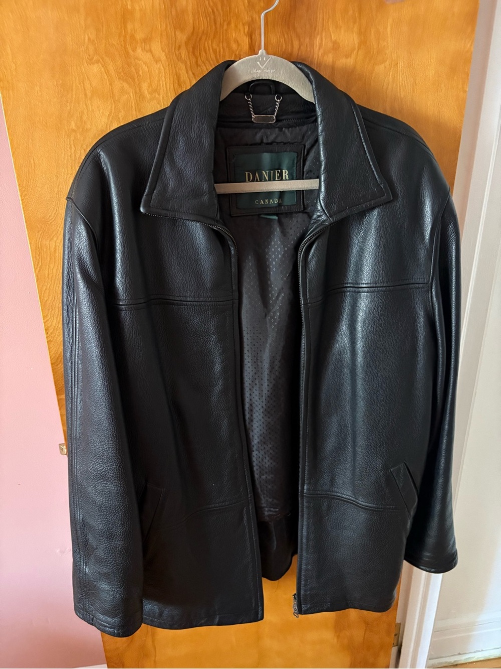 Danier Black Leather Bomber Jacket